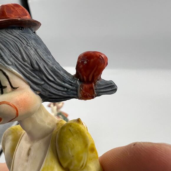 Vintage Fontanini Clown Sculpture Figures Girl Pigtails Hobo Bunny Hat DAMAGED - Picture 2 of 13